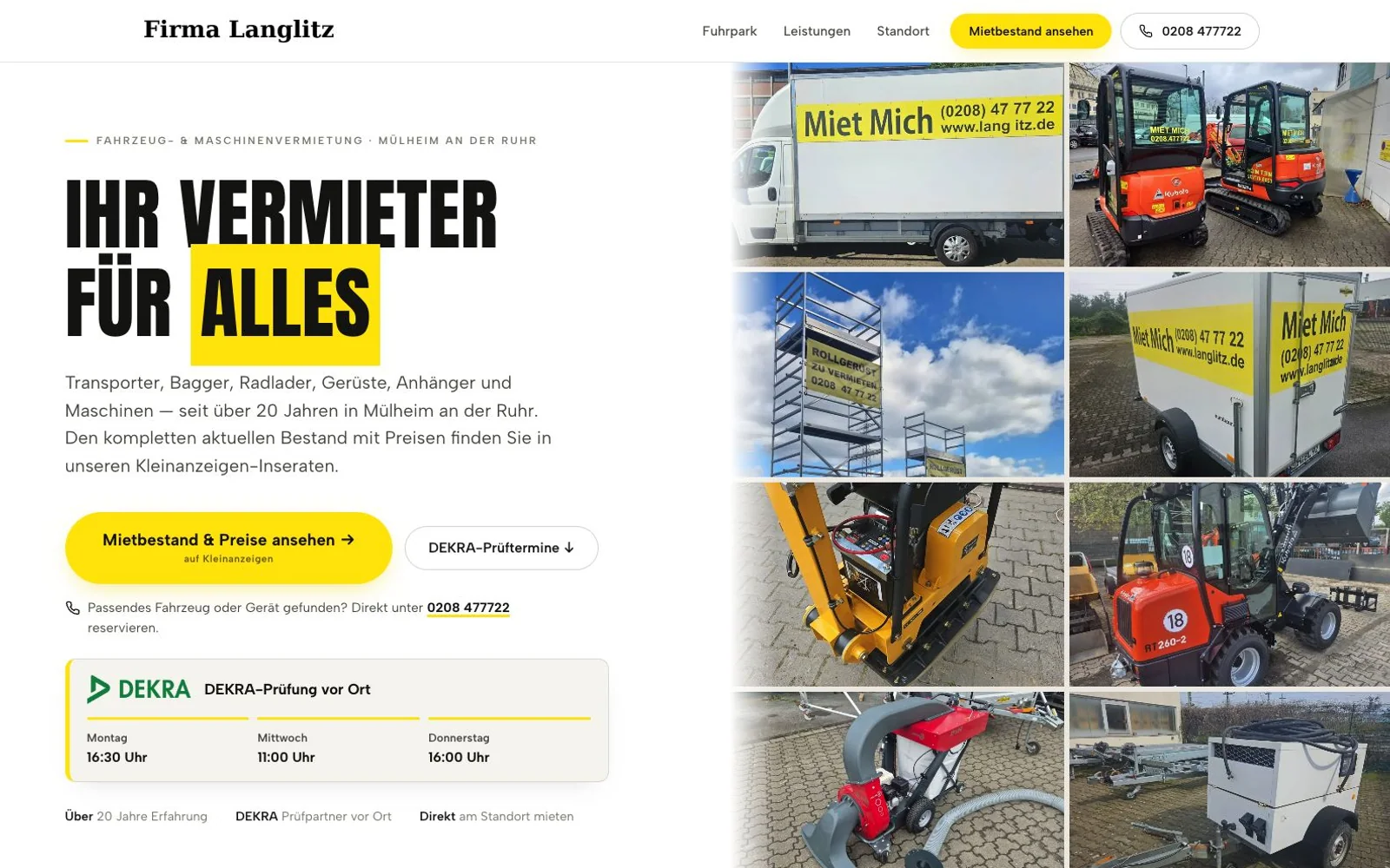Öffentliche Startseitenansicht von Langlitz Transportervermietung.