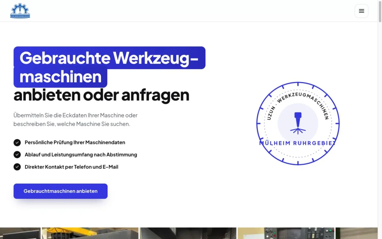 Öffentliche Startseitenansicht von Uzun Werkzeugmaschinen.